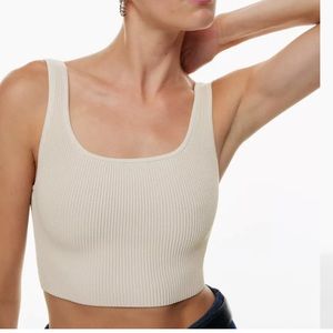 Aritzia Babaton Sculpt Knit sleeves Tank in white